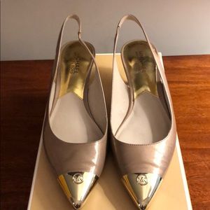 Michael Kors pearlized patent kitten heels